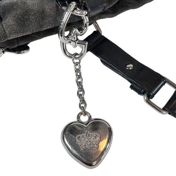 Juicy Couture Black Heart Jacquard Dearest Hobo Handbag With Charm & Adjustable - Picture 14 of 15